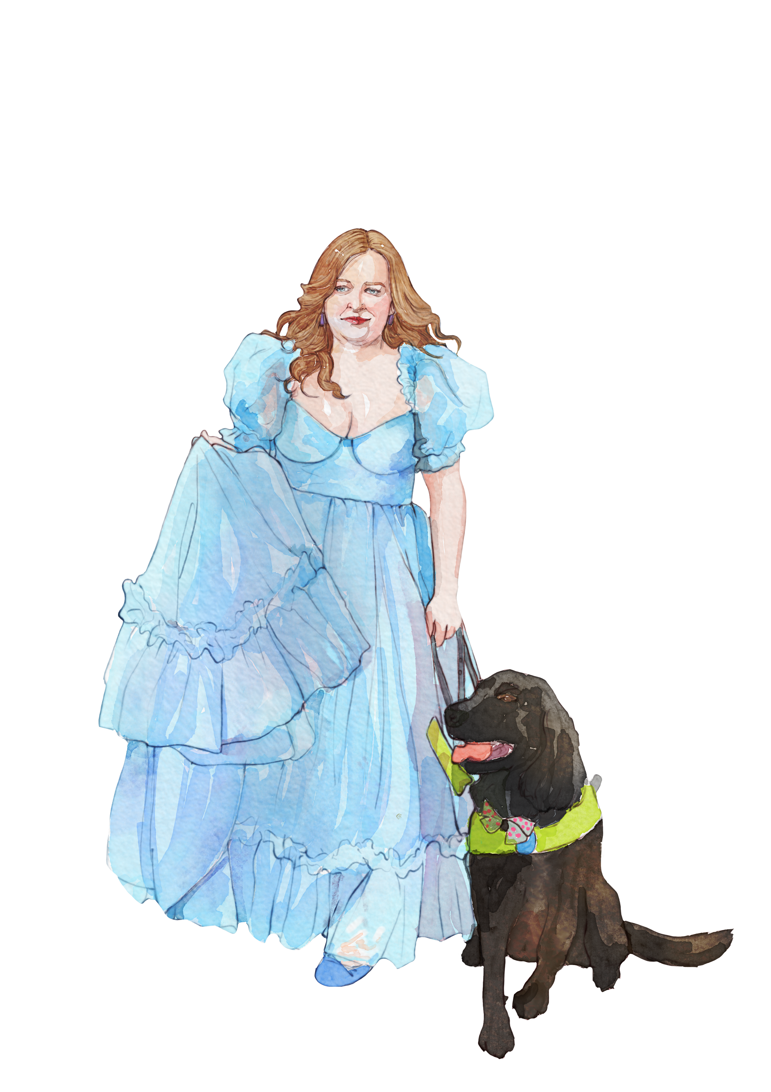 Illustration of Emily with her guide dog